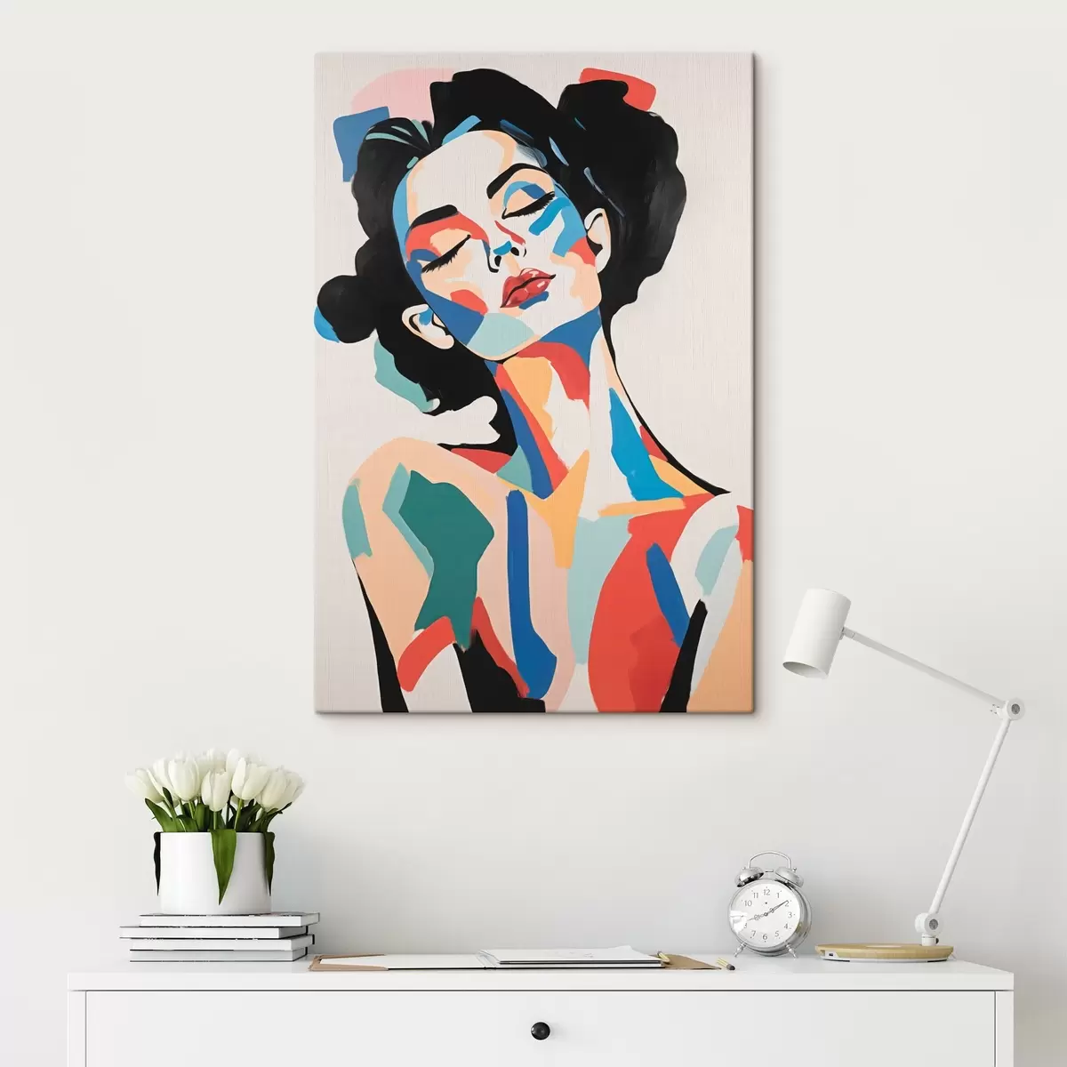 Wandbilder Abstraktes Porträt einer Frau mit Nachahmung von Pinselstrichen s45234