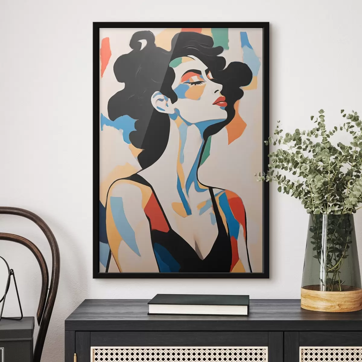 Poster Abstraktes Porträt einer Frau mit Nachahmung von Pinselstrichen f45233