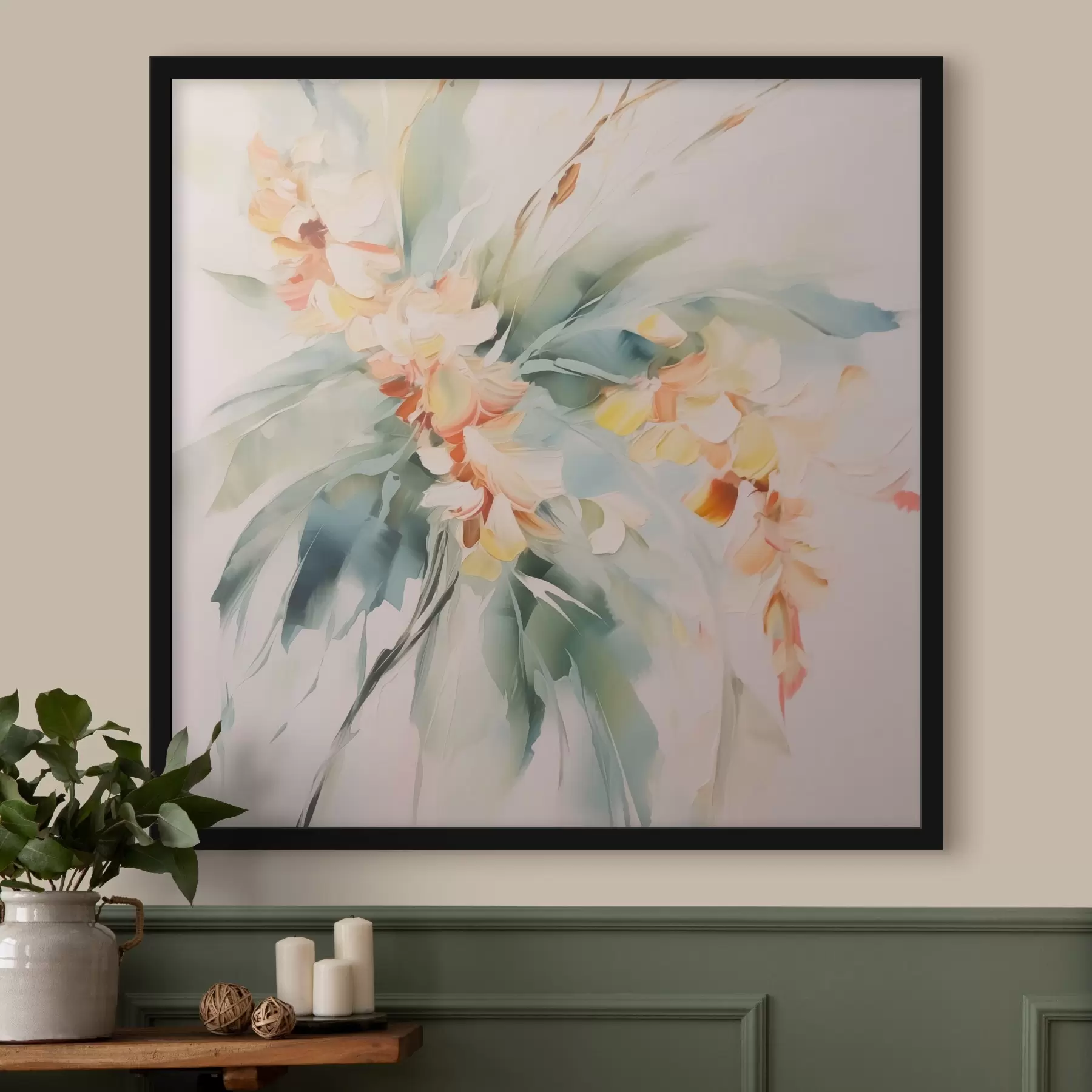 Fototapete Abstrakte Blumen im Laub f45305