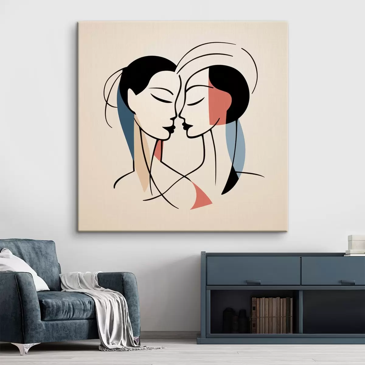 Wandbilder Zwei Gesichter im abstrakten Stil mit bunten Elementen s45037