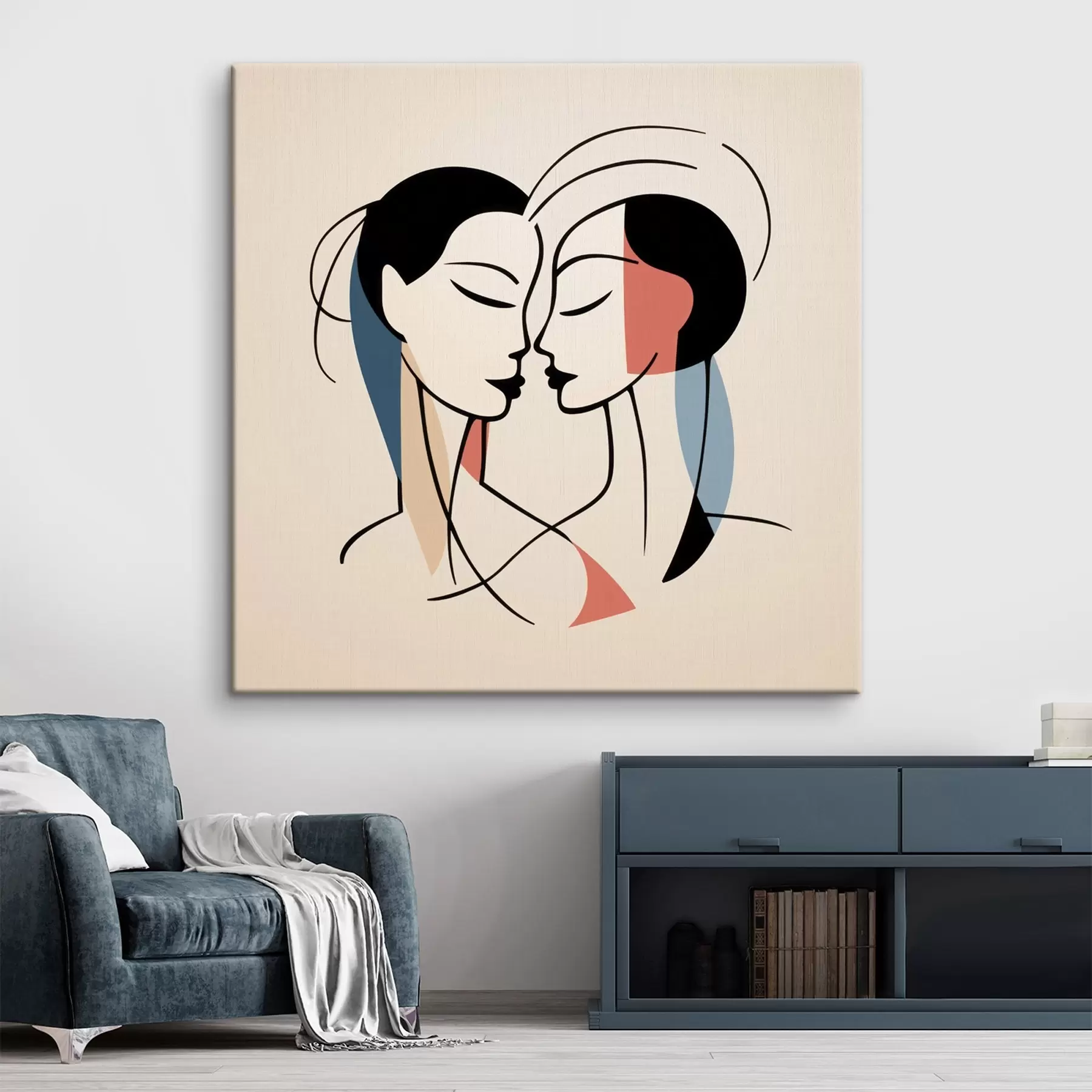 Wandbilder Zwei Gesichter im abstrakten Stil mit bunten Elementen s45037