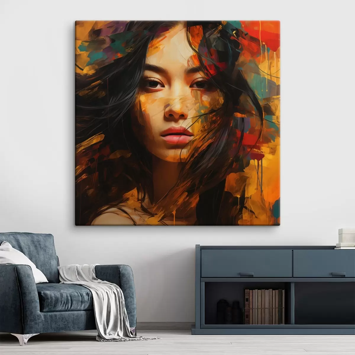 Wandbilder Porträt einer Frau in abstraktem Kunststil s45039