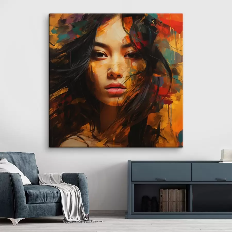 Wandbilder Porträt einer Frau in abstraktem Kunststil s45039