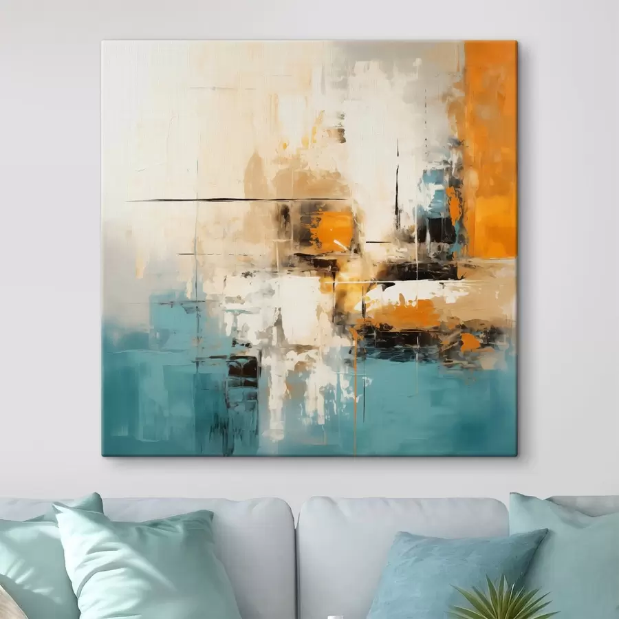 Wandbilder Zeitgenössische Kunst mit strukturierten Pinselstrichen und hellen Akzenten s45041