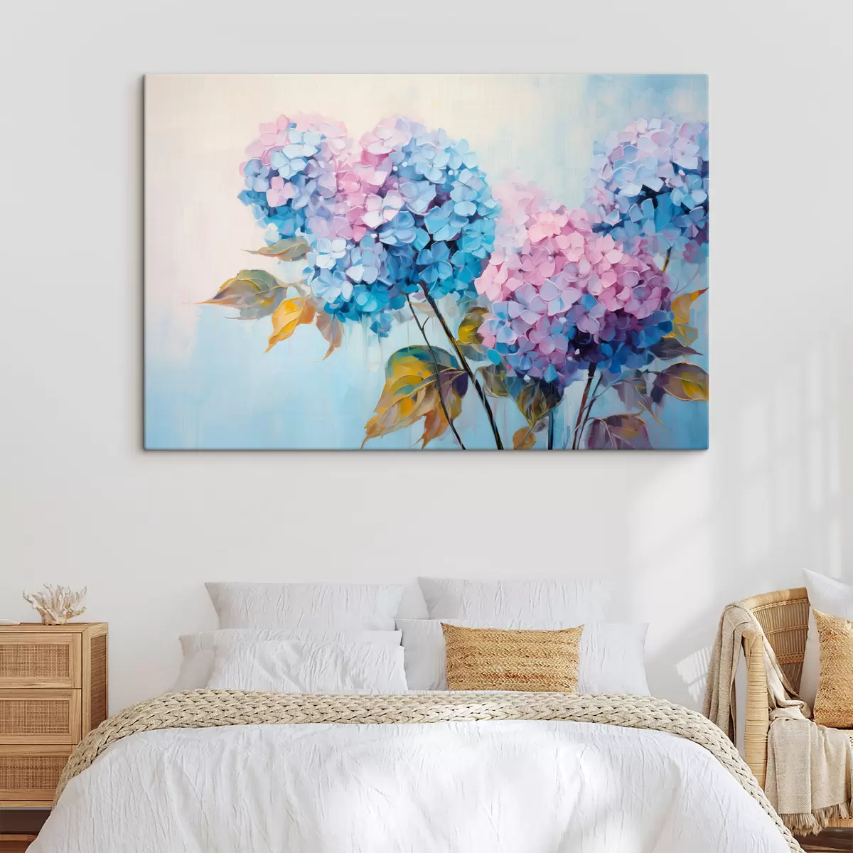 Wandbilder Abstrakte Hortensienblüten in sanften Farbtönen s45056