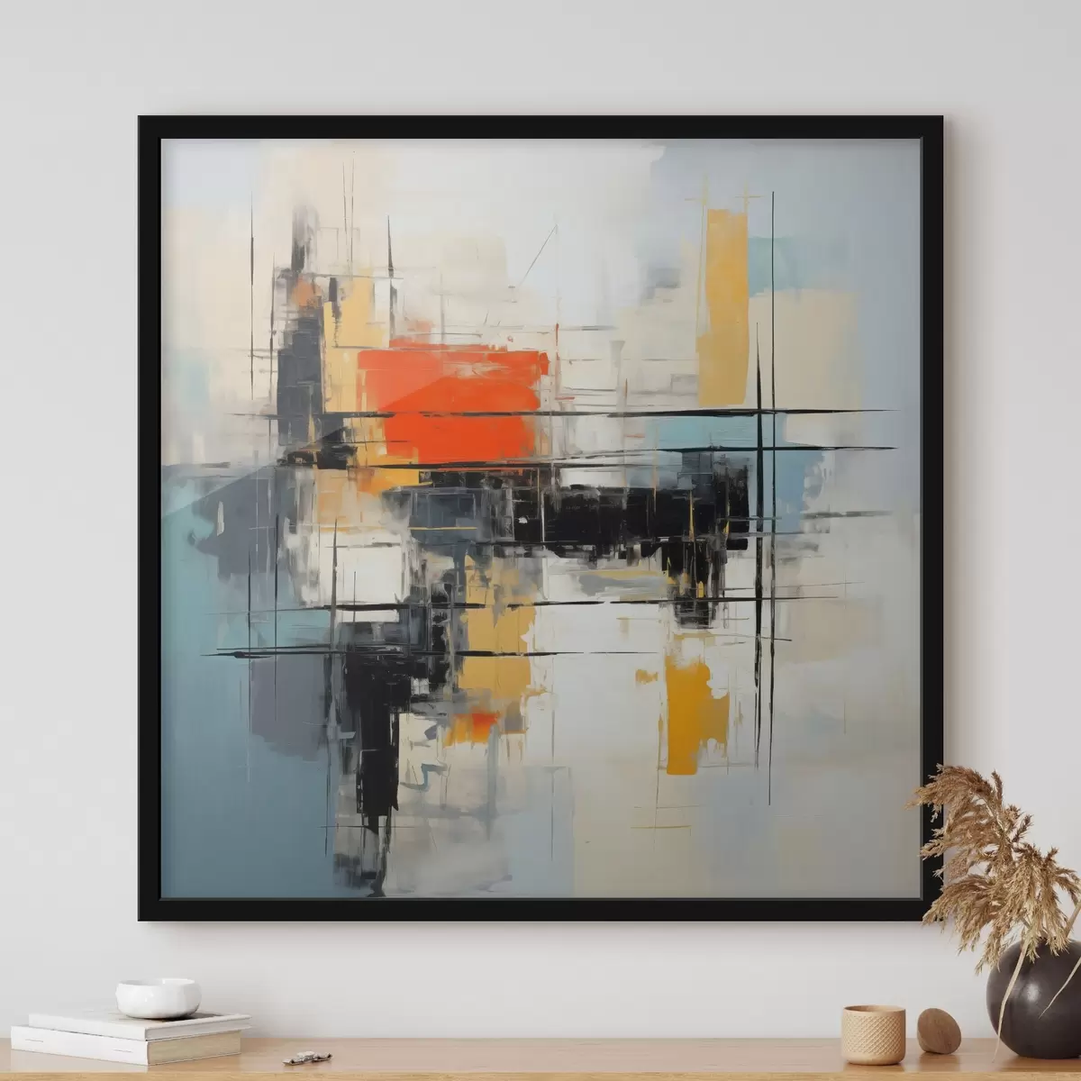 Poster Dynamische Leinwand im modernen Stil mit scharfen Strichen f45040