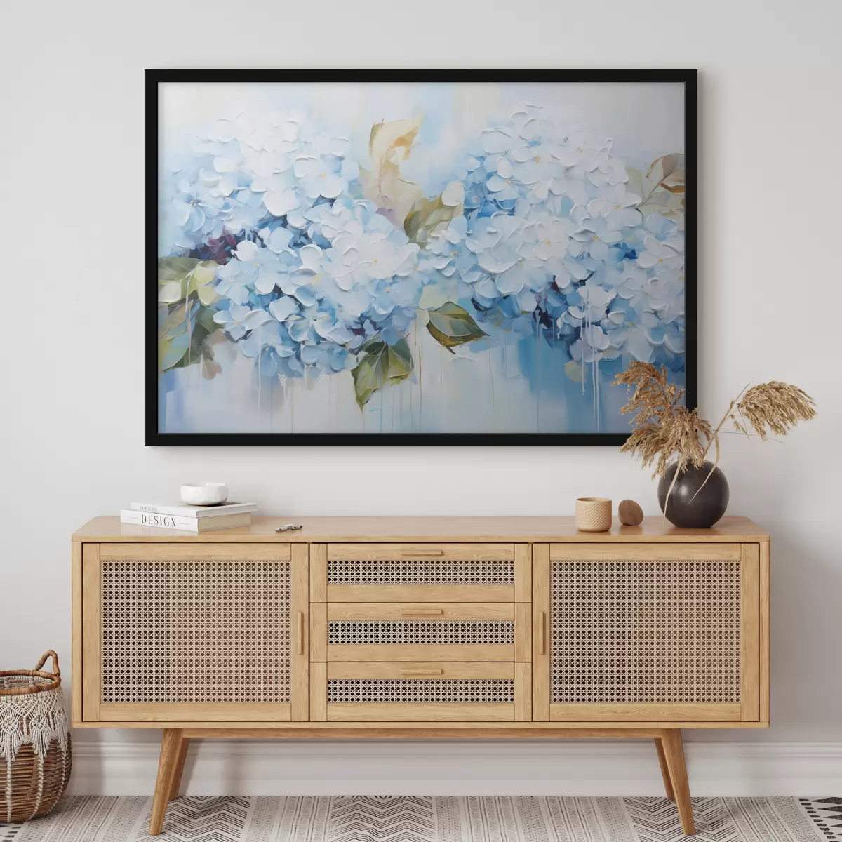 Poster Pastell-Hortensien in volumetrischer Maltechnik f45052