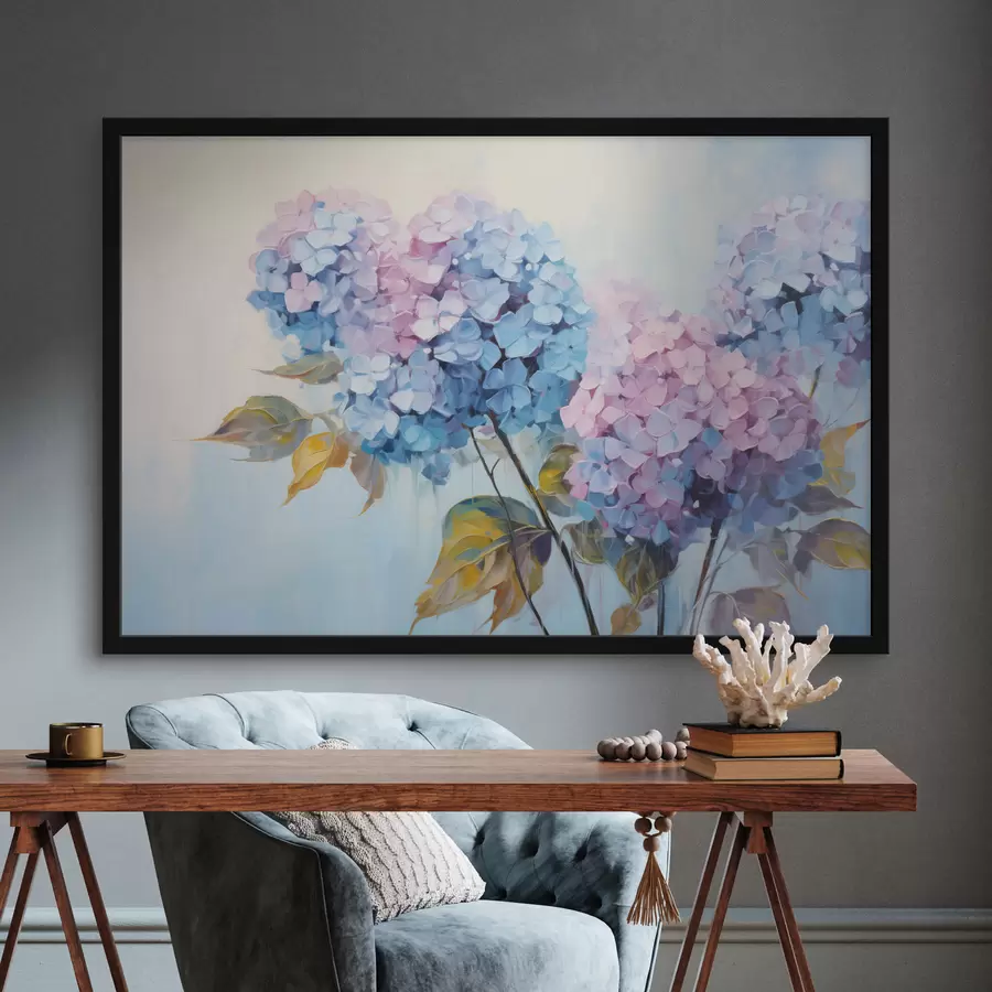 Fototapete Abstrakte Hortensienblüten in sanften Farbtönen f45056