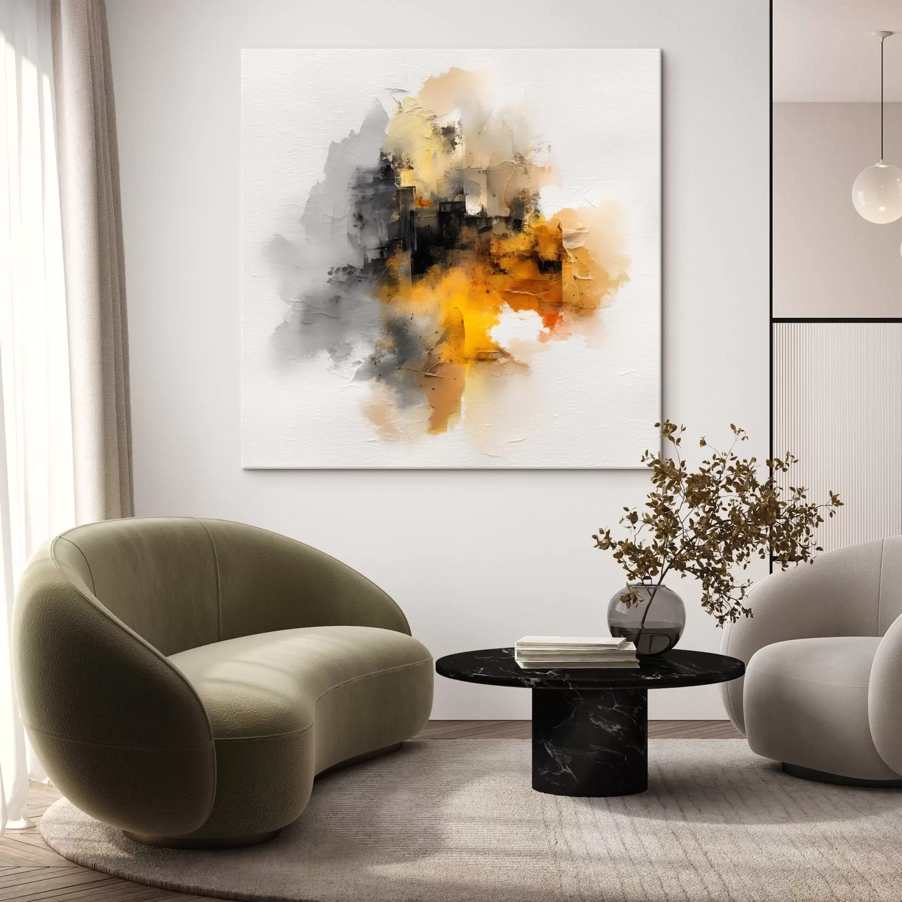 Wandbilder Abstrakte Komposition in Orange und Grautönen mit Textur s45238