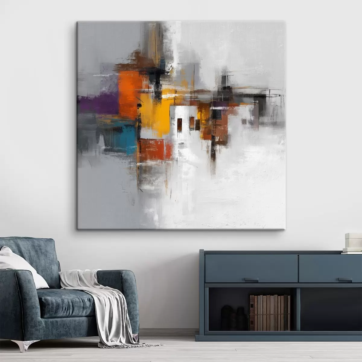 Wandbilder Bunte Abstraktion mit geometrischen Motiven s45239