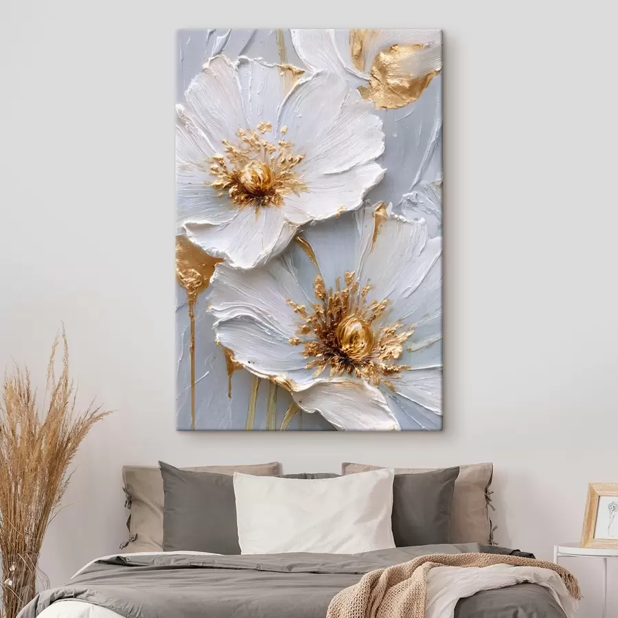 Wandbilder Strukturierte Gänseblümchen: Impasto-Kunst mit ausdrucksstarken Pinselstrichen s45241