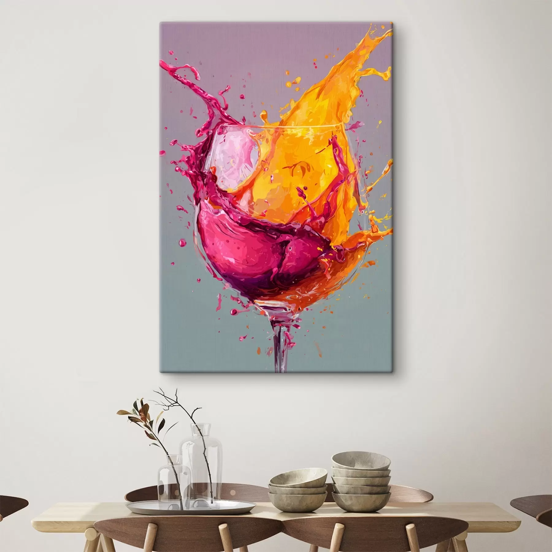 Wandbilder Farbspritzer: dynamische Abstraktion in einem Glas s45244