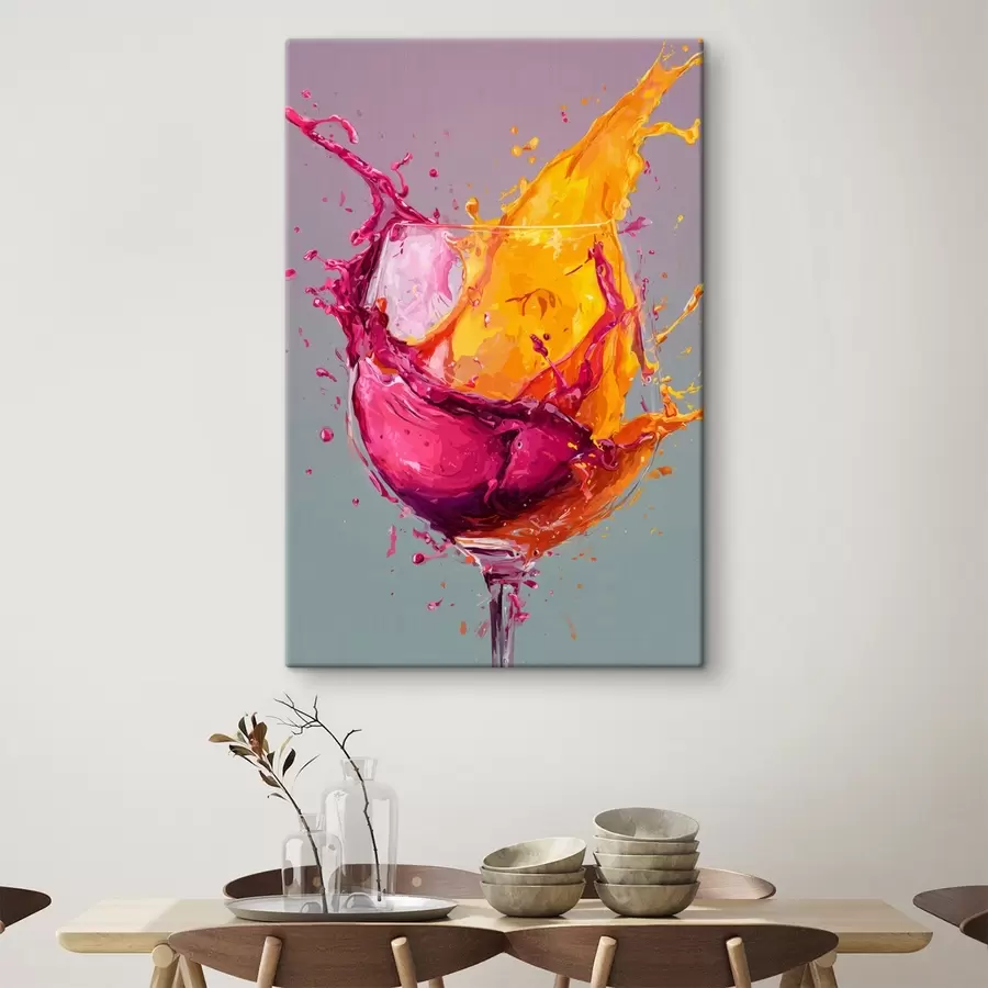 Wandbilder Farbspritzer: dynamische Abstraktion in einem Glas s45244