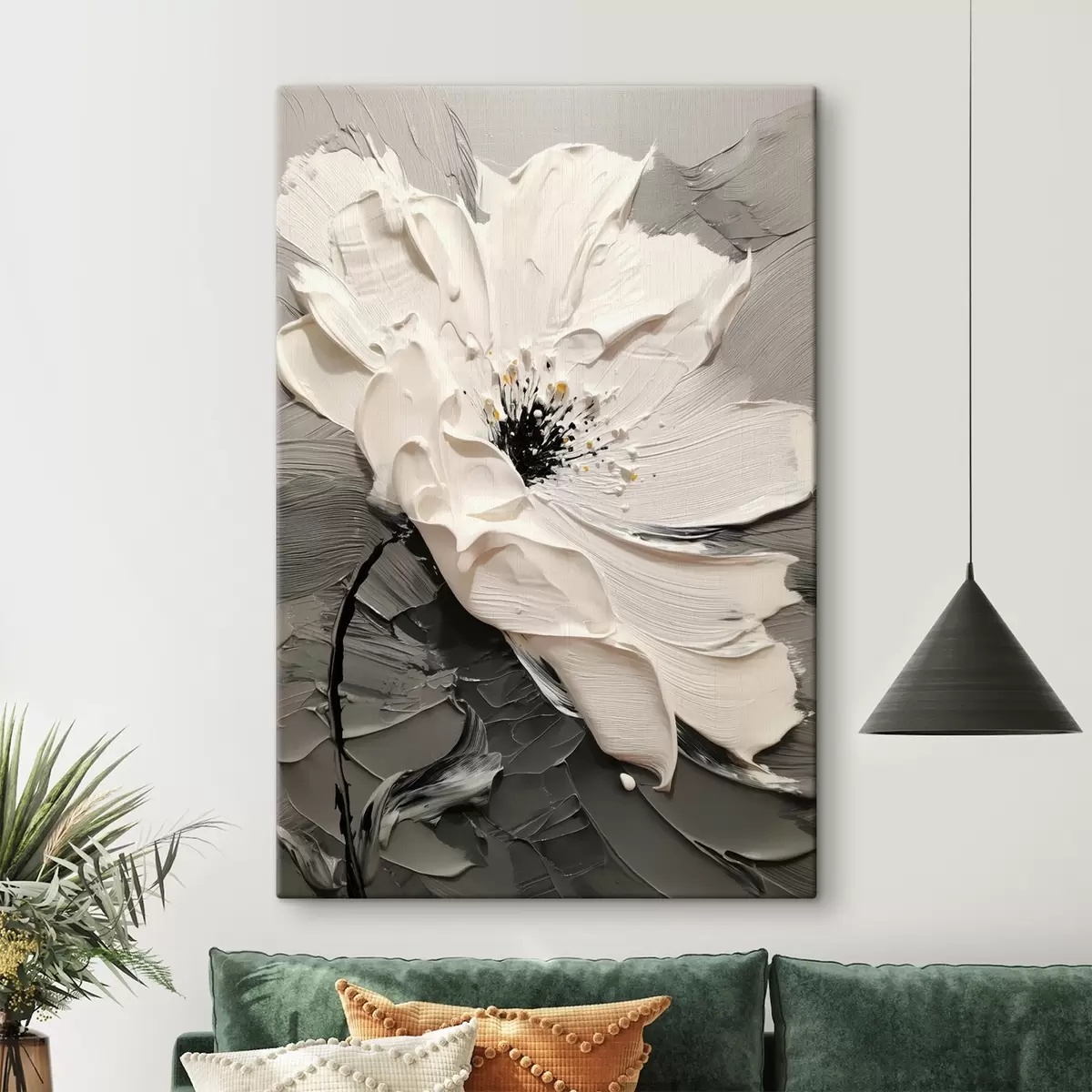 Wandbilder Elegante Blüte: Modernes Gemälde mit geprägter Textur s45246