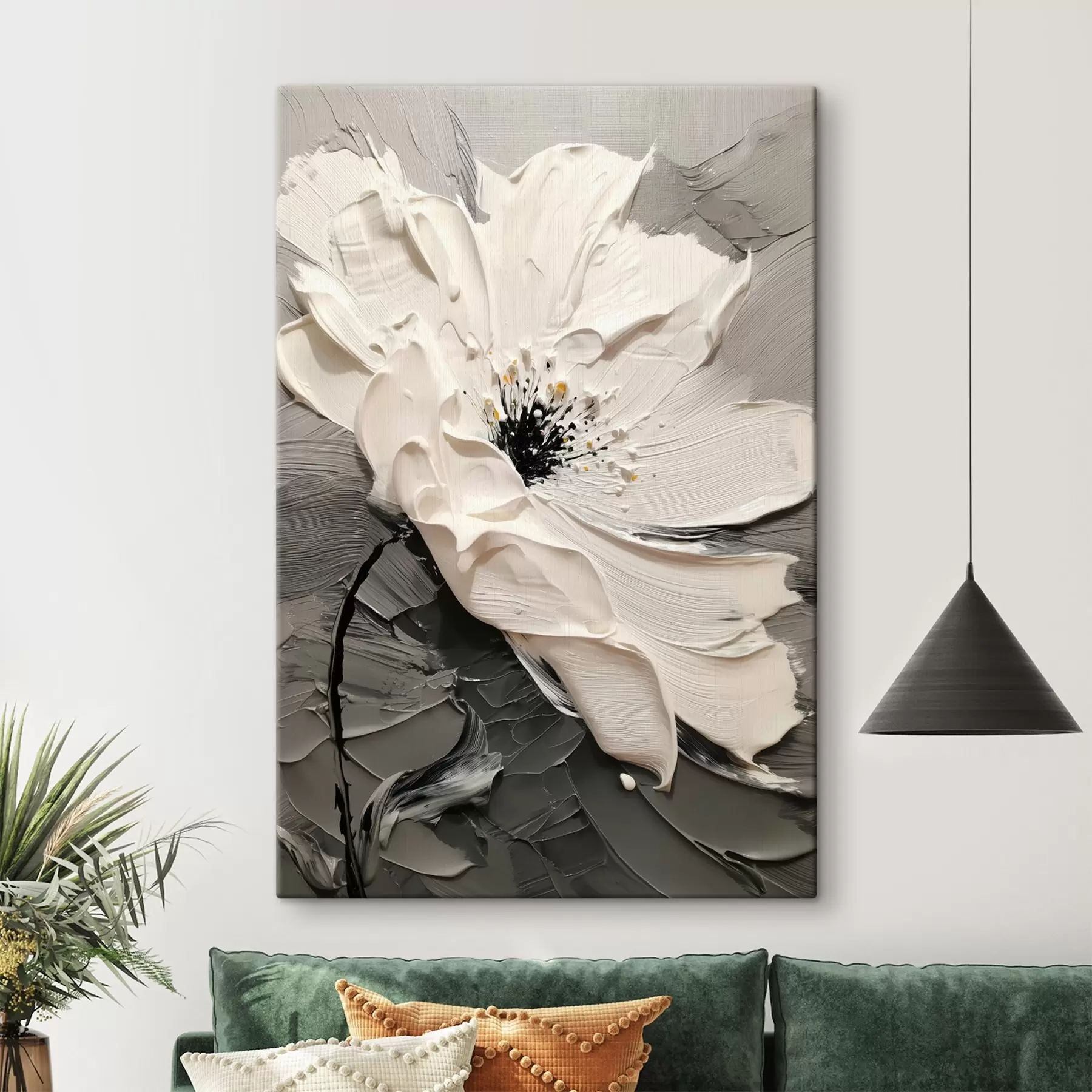 Wandbilder Elegante Blüte: Modernes Gemälde mit geprägter Textur s45246