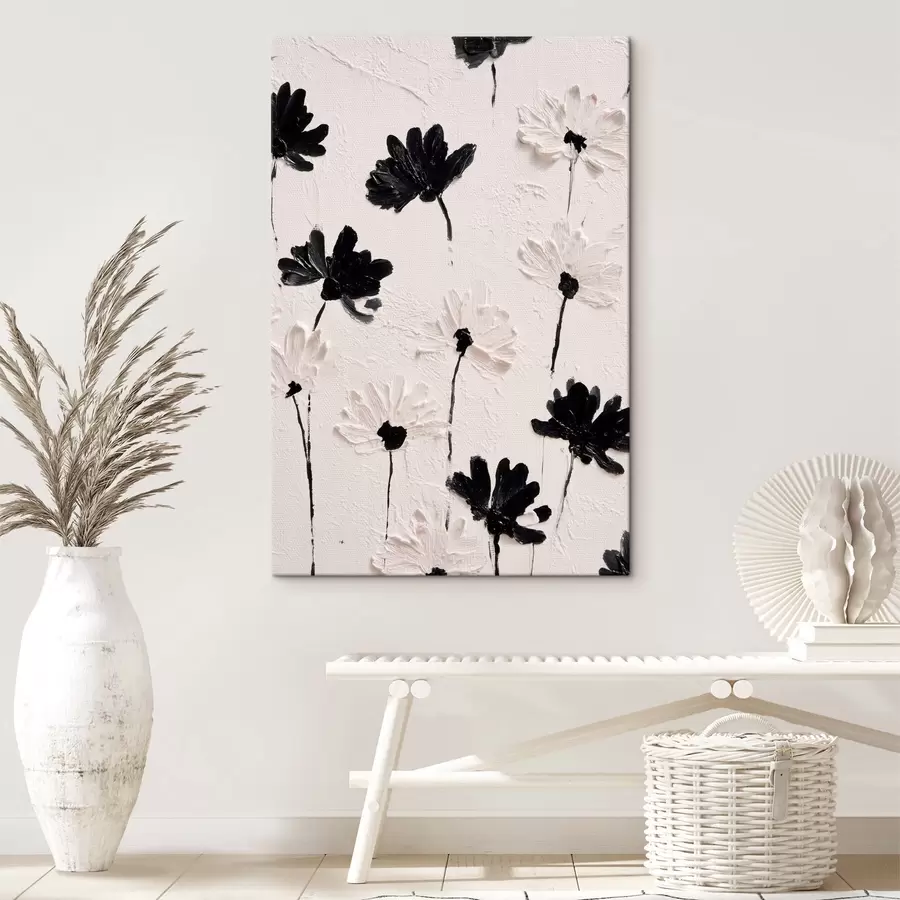 Wandbilder Volumetrische Blumen: Impasto-Komposition in monochromen Tönen s45247