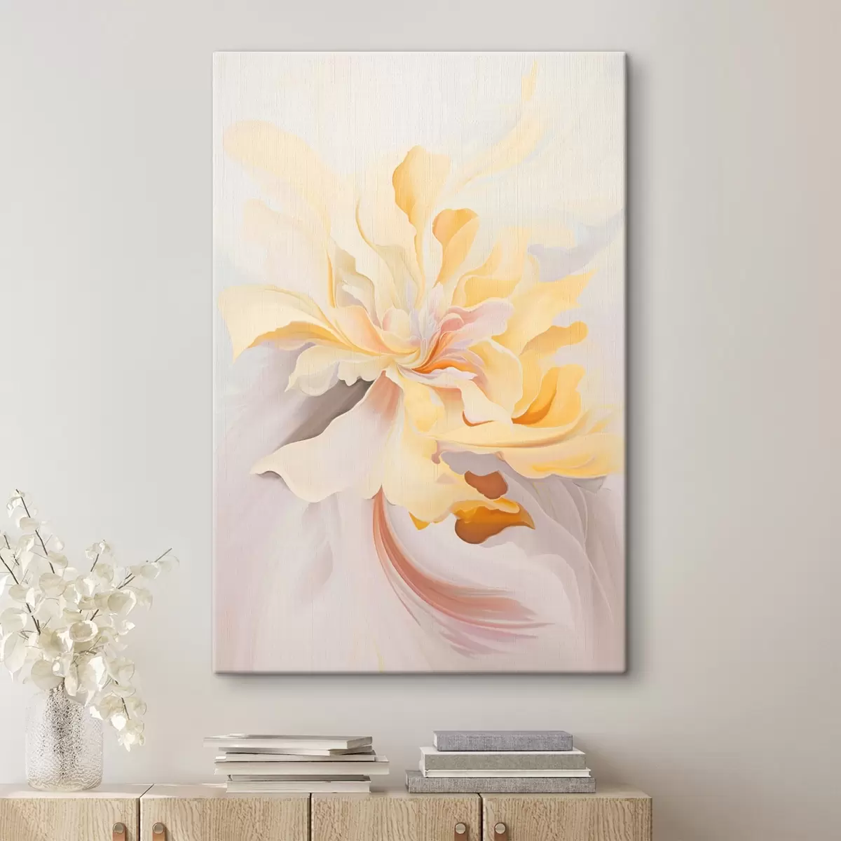 Wandbilder Zarte Blume: Abstraktes Gemälde in Pastelltönen s45256