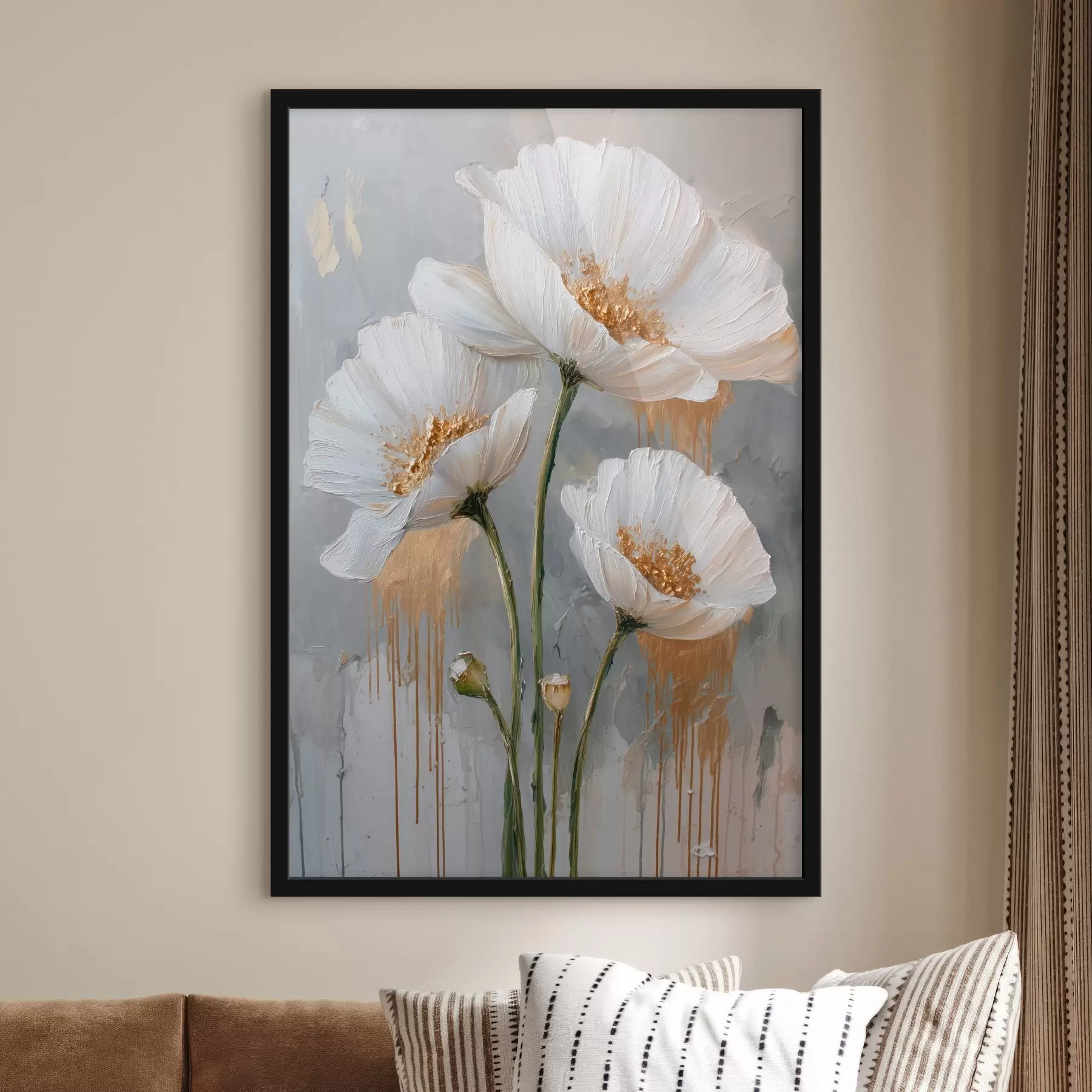 Fototapete Weiße Gänseblümchen: volumetrische Malerei auf blauem Hintergrund f45240