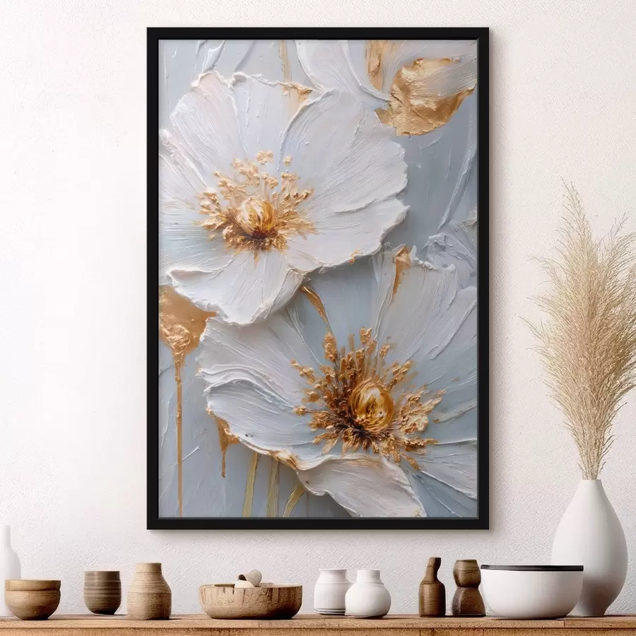 Fototapete Strukturierte Gänseblümchen: Impasto-Kunst mit ausdrucksstarken Pinselstrichen f45241