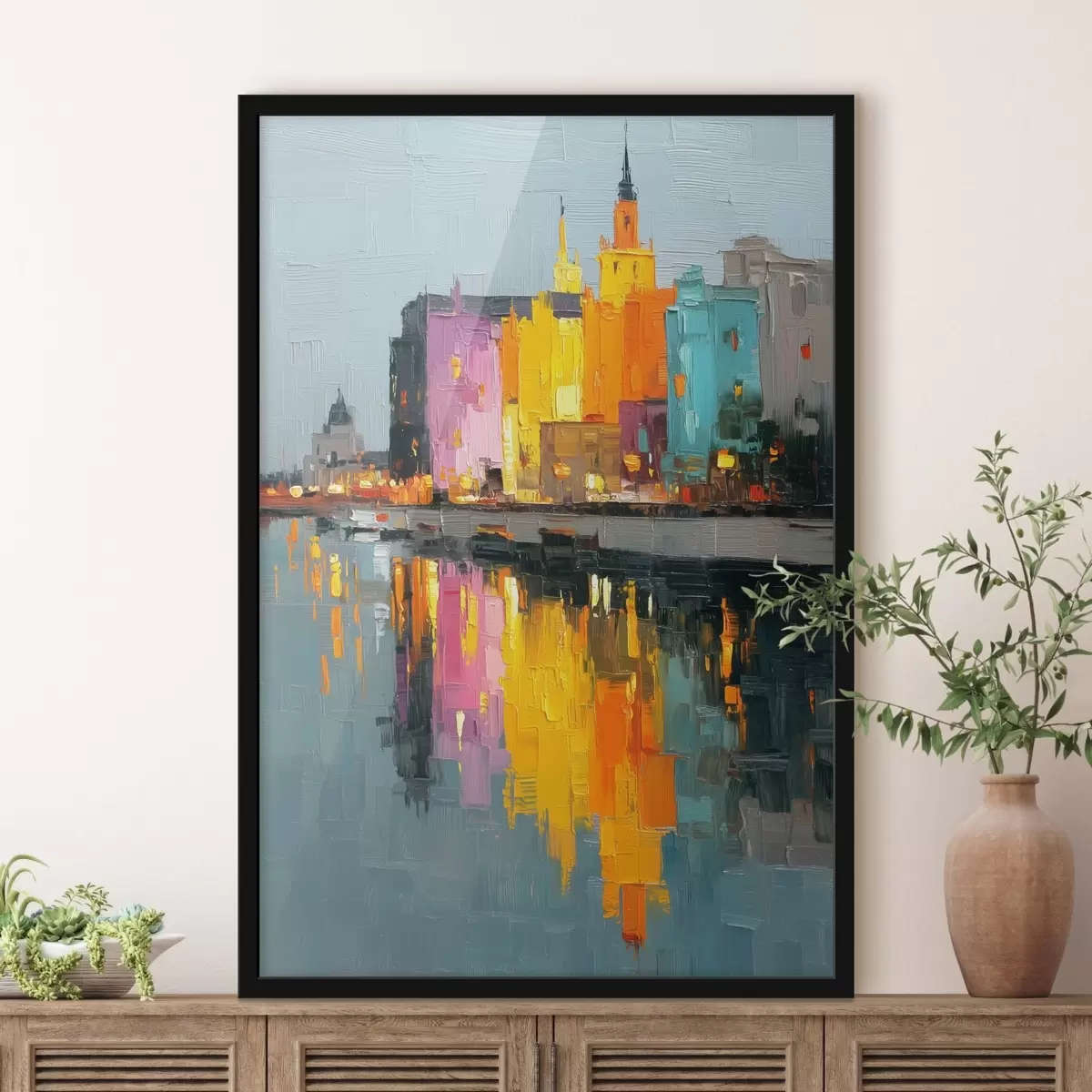 Poster Lichter der Stadt: lebendige Landschaft im Impasto-Stil f45242