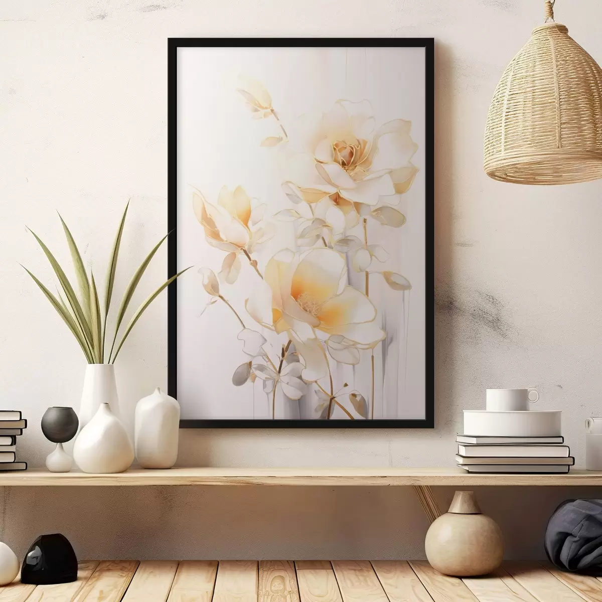 Poster Leichte Blumen: Moderne Kunst mit sanften Tönen f45258
