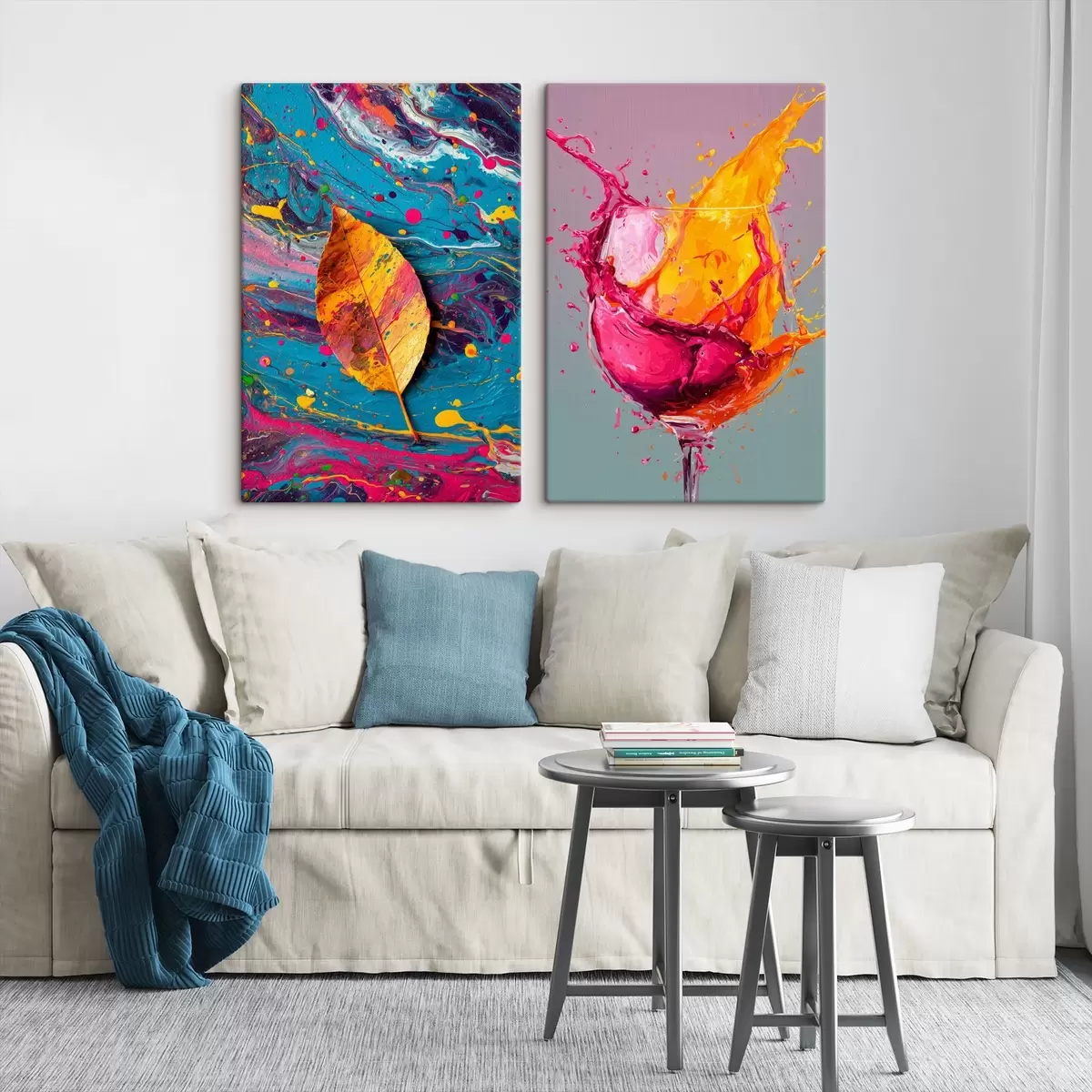 Wandbilder Expressive Abstraktion mit Elementen aus der Natur und Getränken m00570