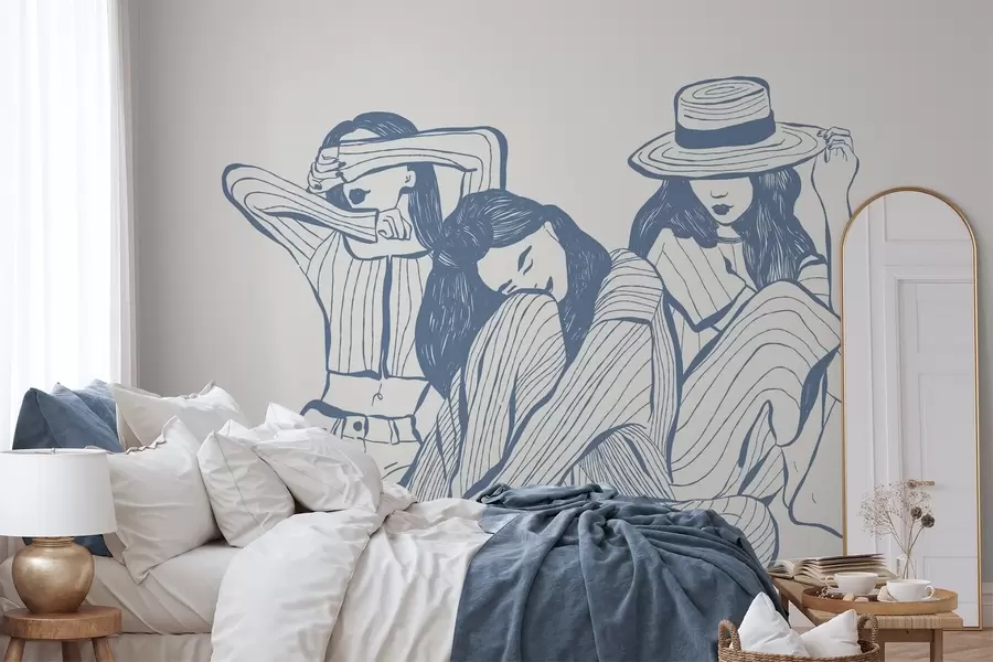 Fototapete Mädchen in Blautönen w04384v1