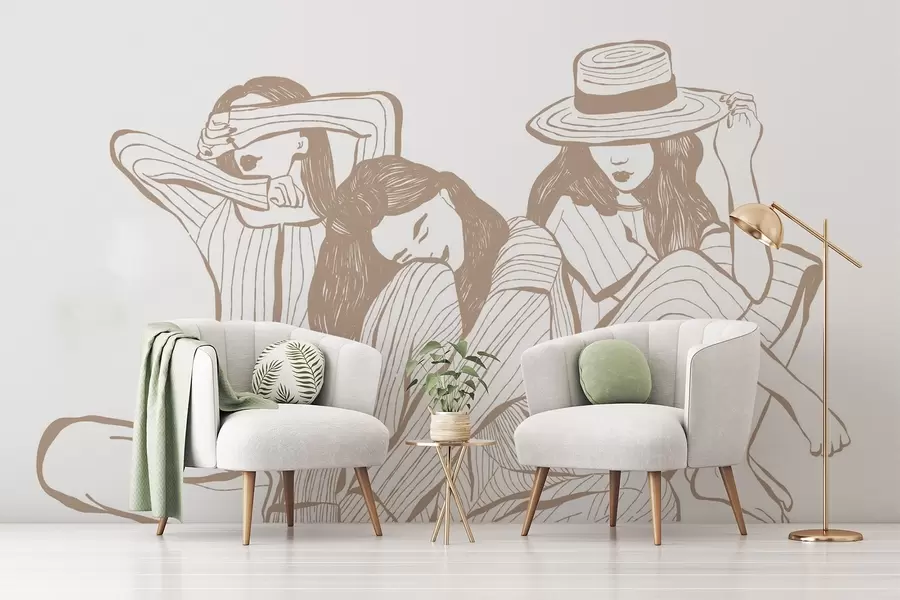 Fototapete Mädchen in Beigetönen w04384v2