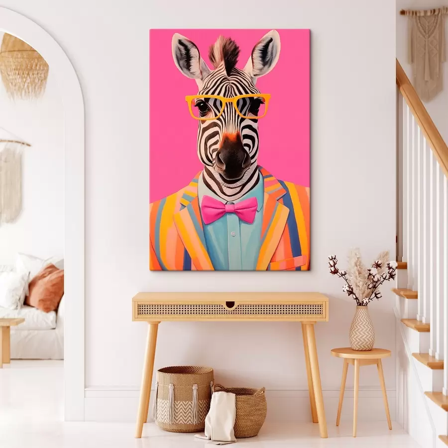 Wandbilder Zebra im Anzug und mit Brille s45307