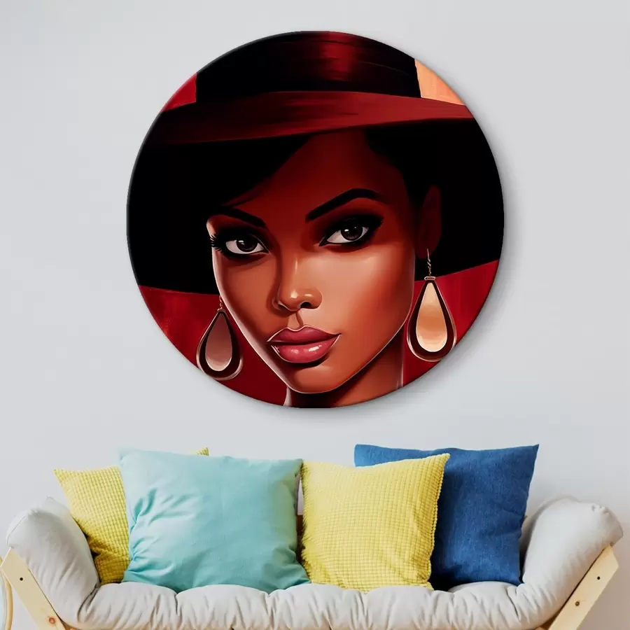 Wandbilder Frau mit Hut und Ohrringen r45322