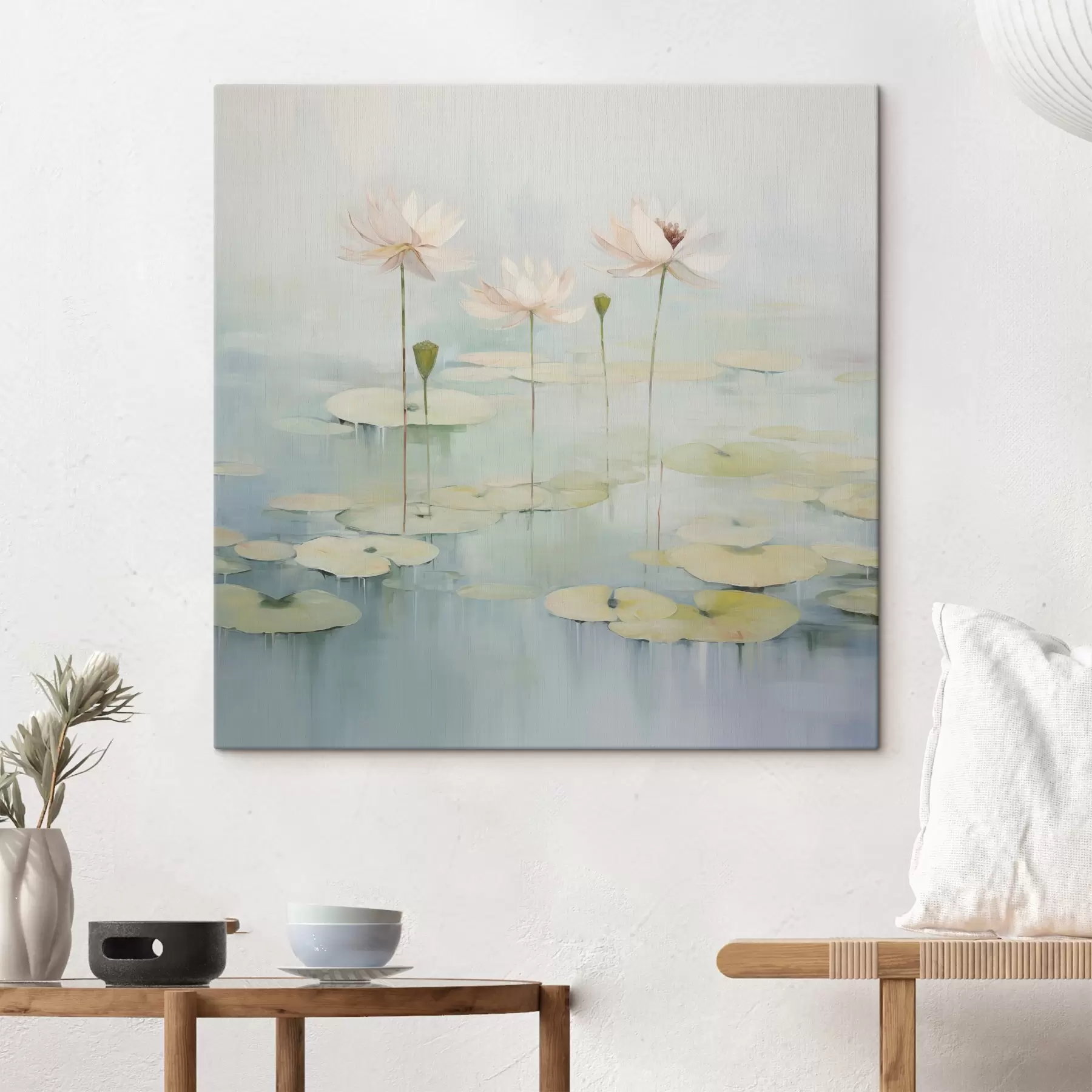 Wandbilder Lotusblätter und Blumen auf dem Teich s45350