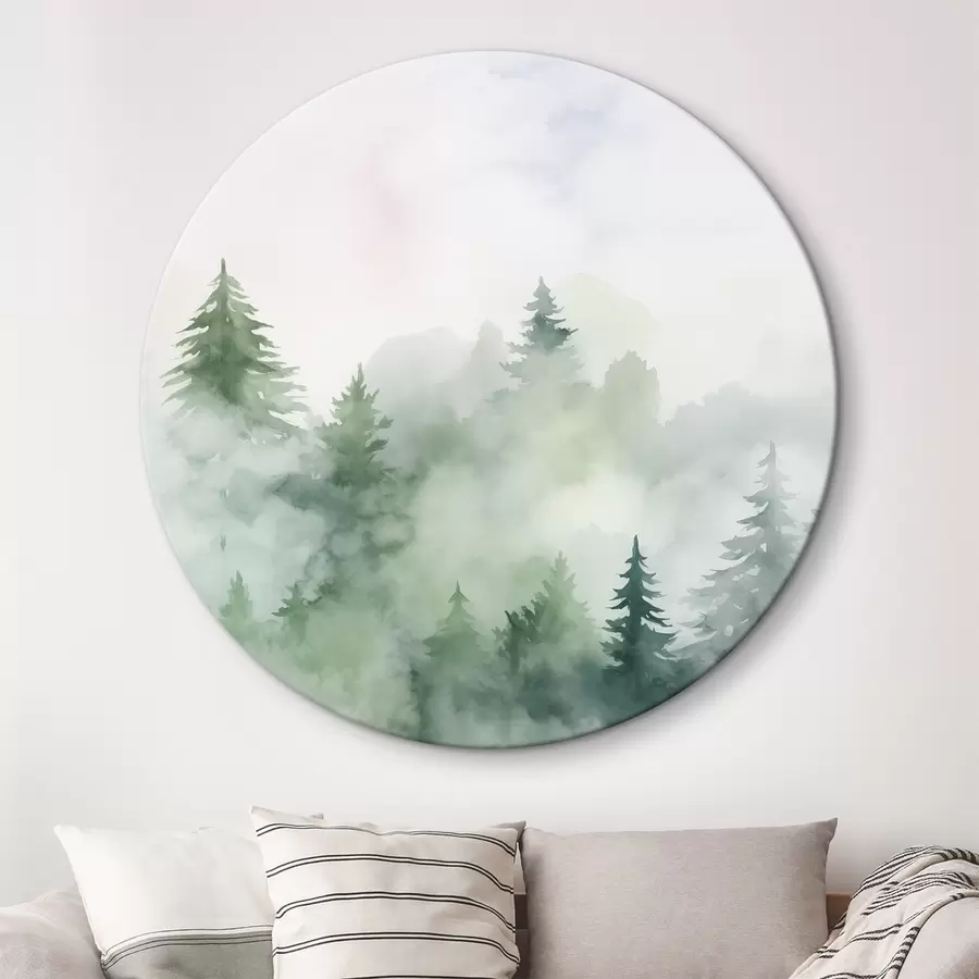 Wandbilder Wald im Nebel Nachahmung von Aquarell r45343