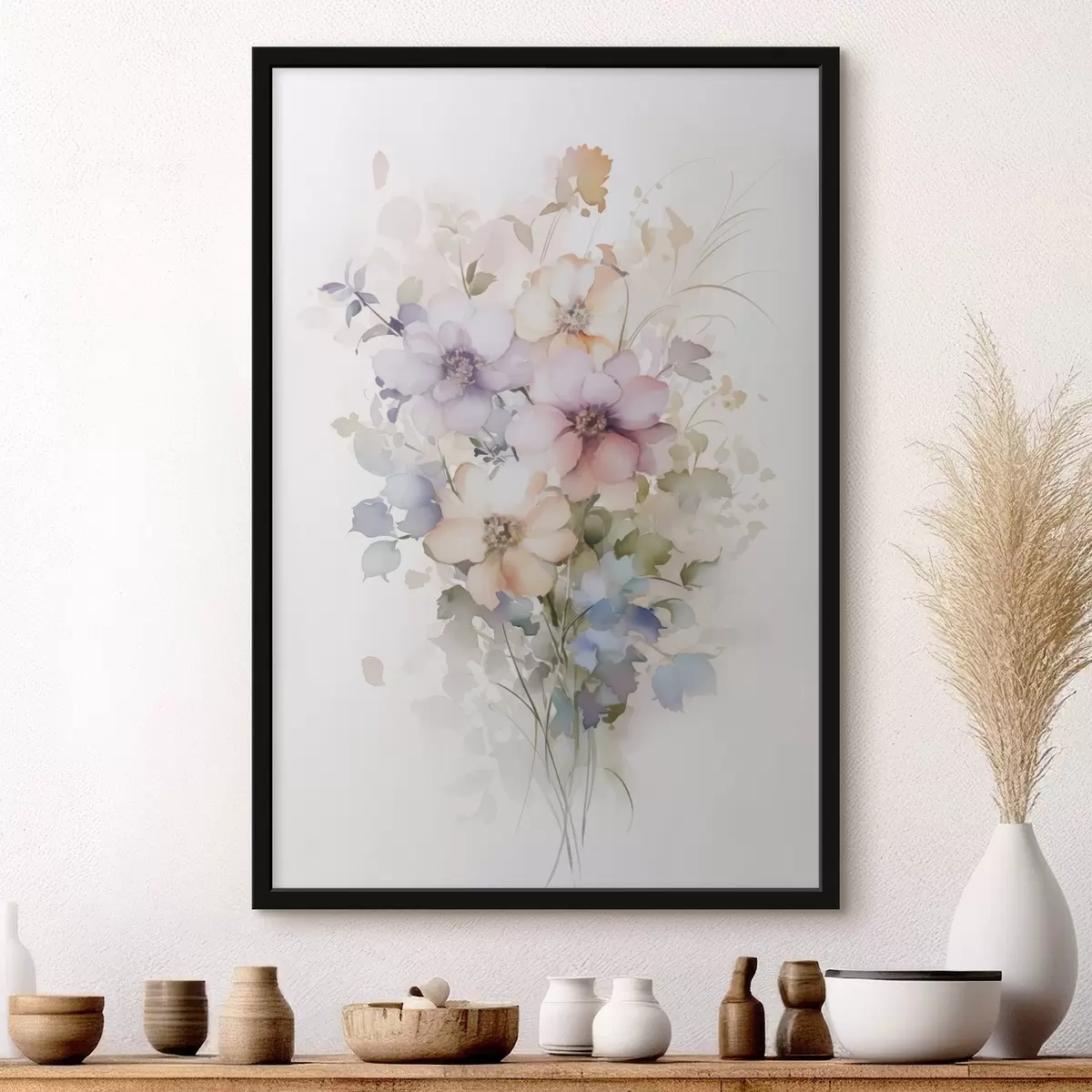 Poster Blumen Nachahmung von Aquarell f45354