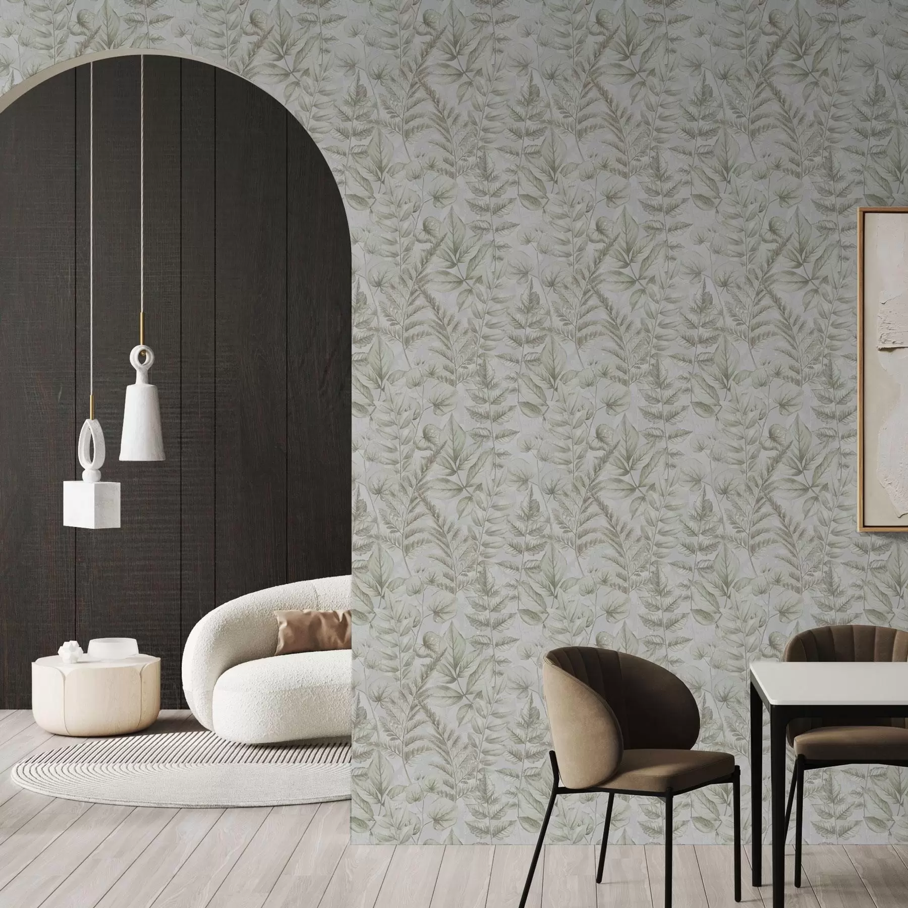 Fototapete Weiche Pastellblätter im botanischen Aquarellstil a00437