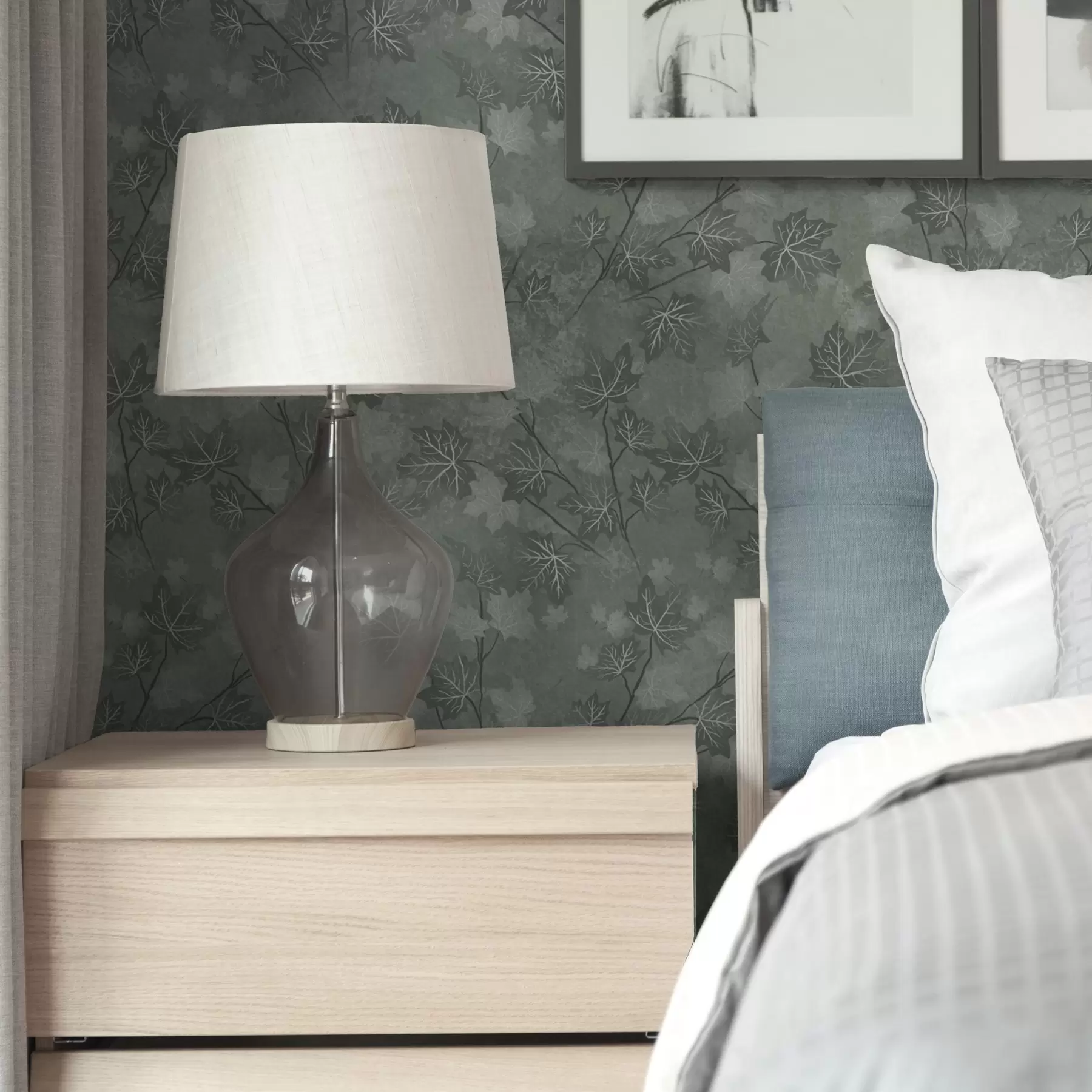 Fototapete Matte Ahornblätter in sanften Grüntönen a00464