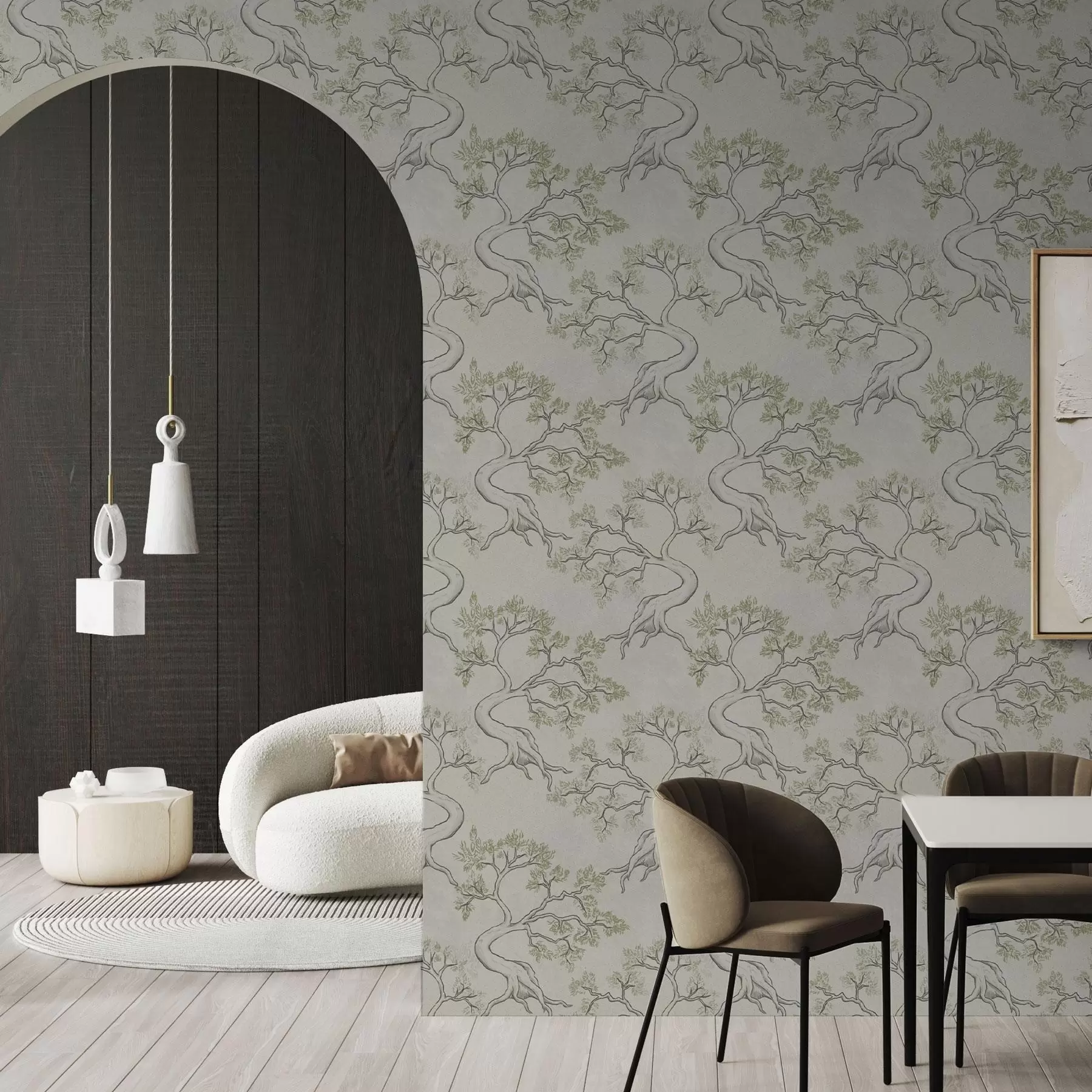 Fototapete Einfarbige Bäume mit geschwungenen Stämmen a00468