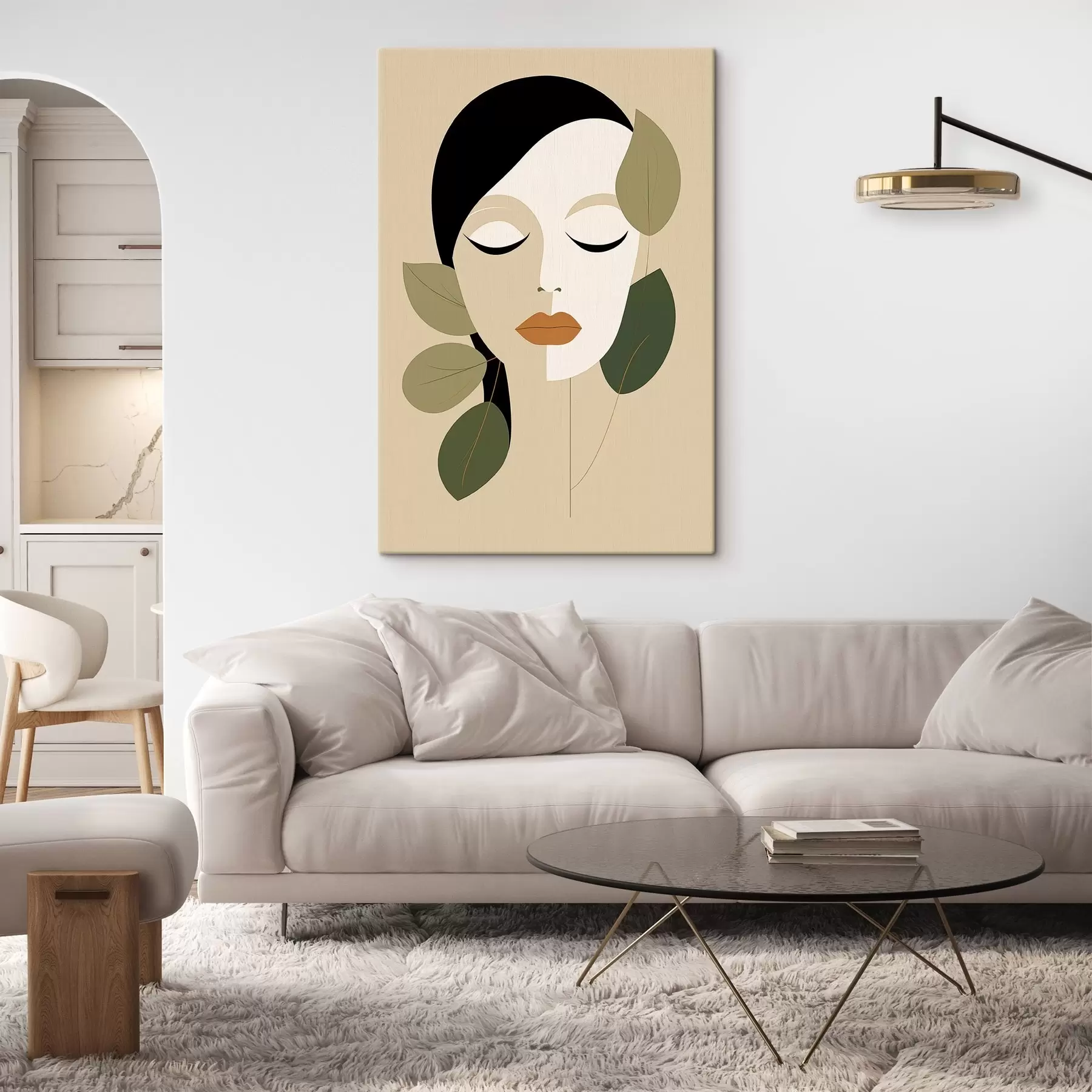 Wandbilder Mädchen mit Blättern s45389