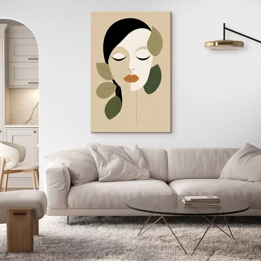 Wandbilder Mädchen mit Blättern s45389