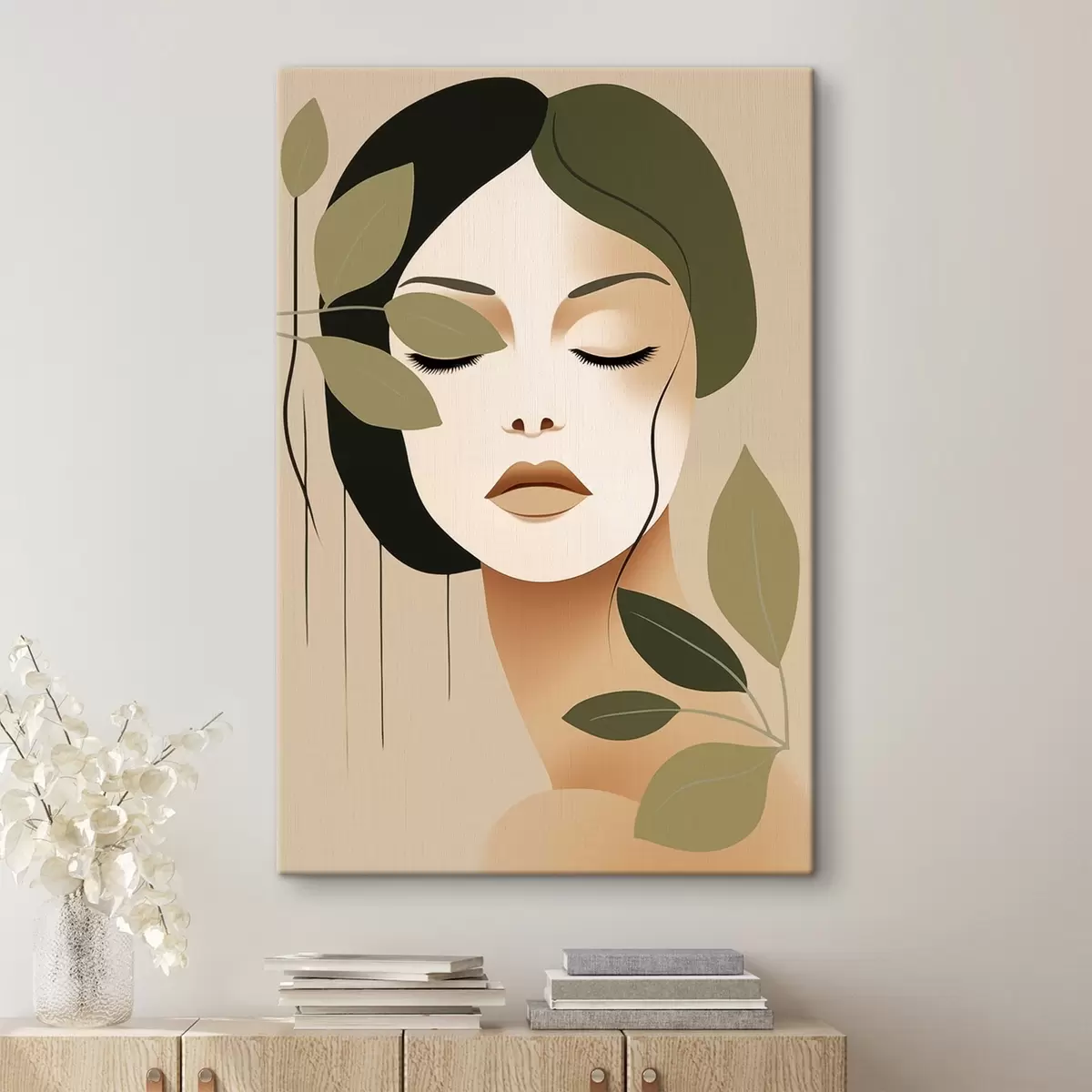 Wandbilder Mädchen mit Blättern s45390