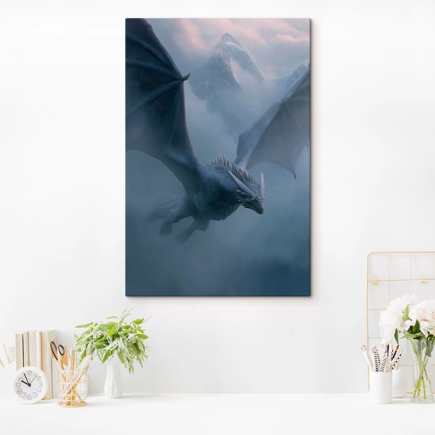 Wandbilder Dunkler Drache am Himmel s45411
