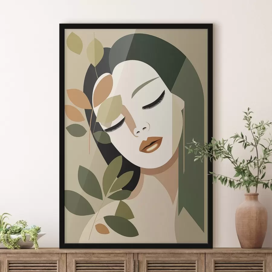 Fototapete Mädchen mit Blättern f45388