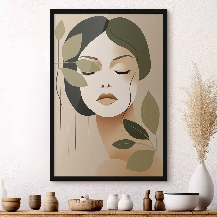 Fototapete Mädchen mit Blättern f45390