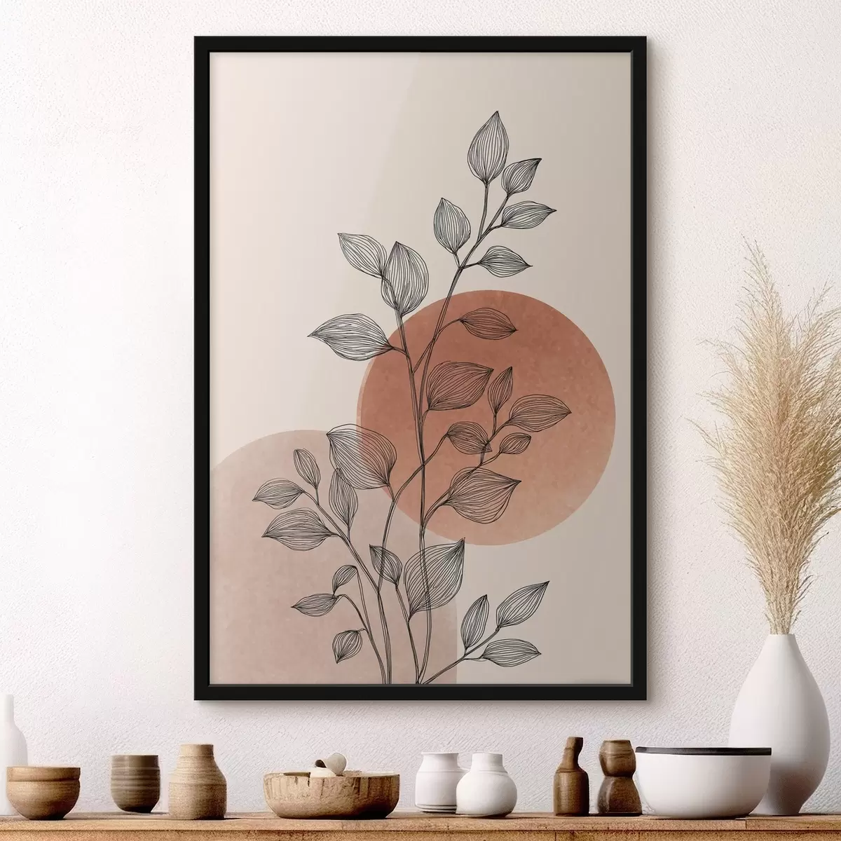 Poster Sonnenuntergang und Laub f45391