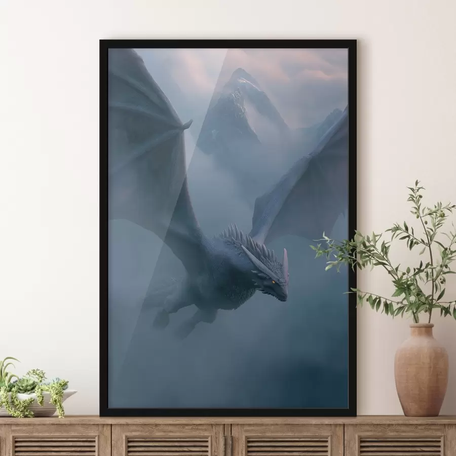 Fototapete Dunkler Drache am Himmel f45411