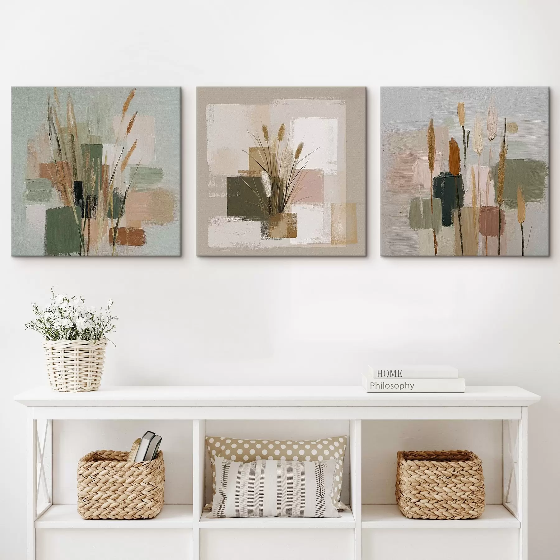 Wandbilder Komposition aus Blumen und zarten Pinselstrichen m00594