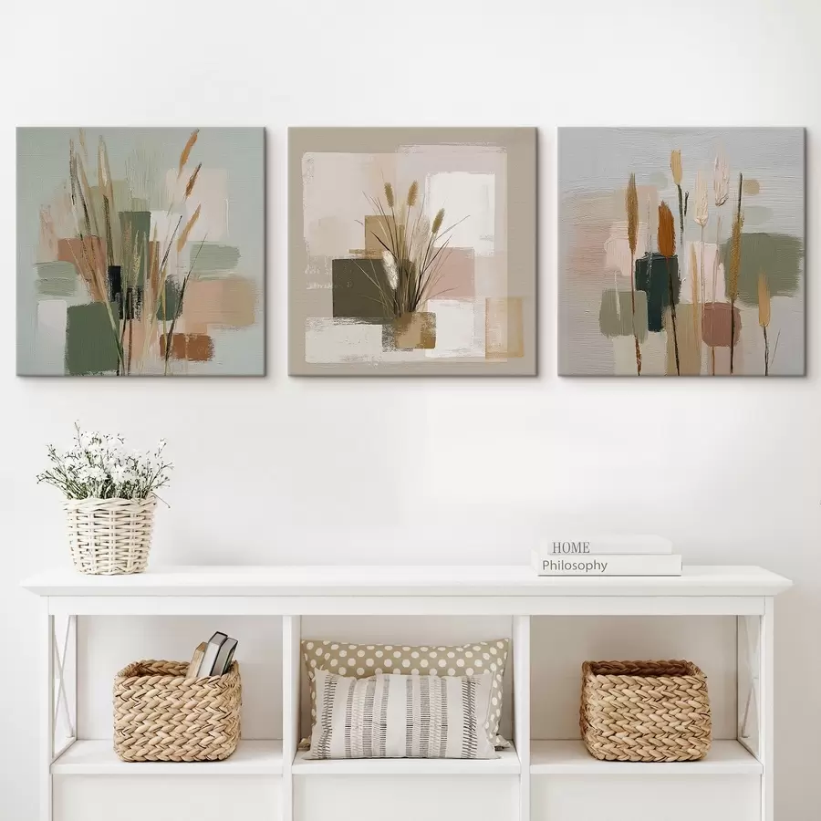 Wandbilder Komposition aus Blumen und zarten Pinselstrichen m00594