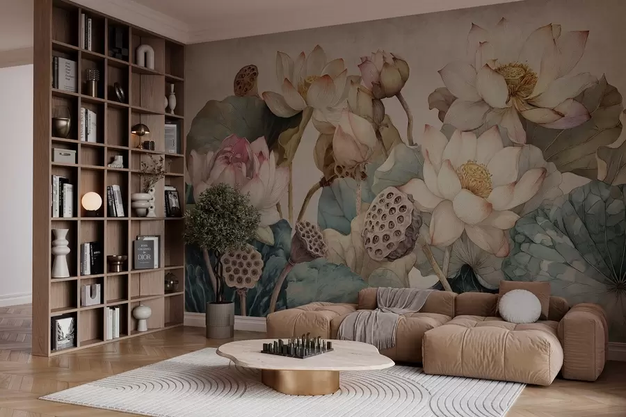 Fototapete große strukturierte Seerosen w04309