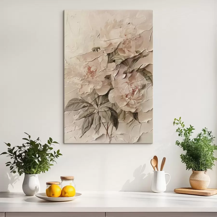 Wandbilder Üppiger Strauß von Pfingstrosen im Aquarellstil auf hellem Hintergrund s45336