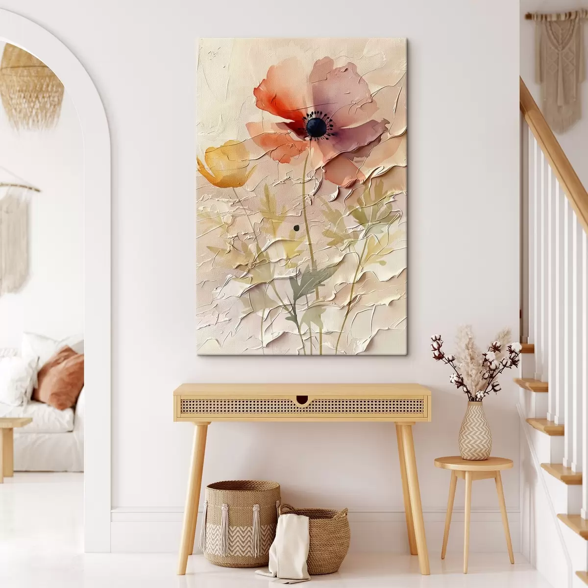 Wandbilder Transluzentes Blumenarrangement auf hellem Hintergrund s45338