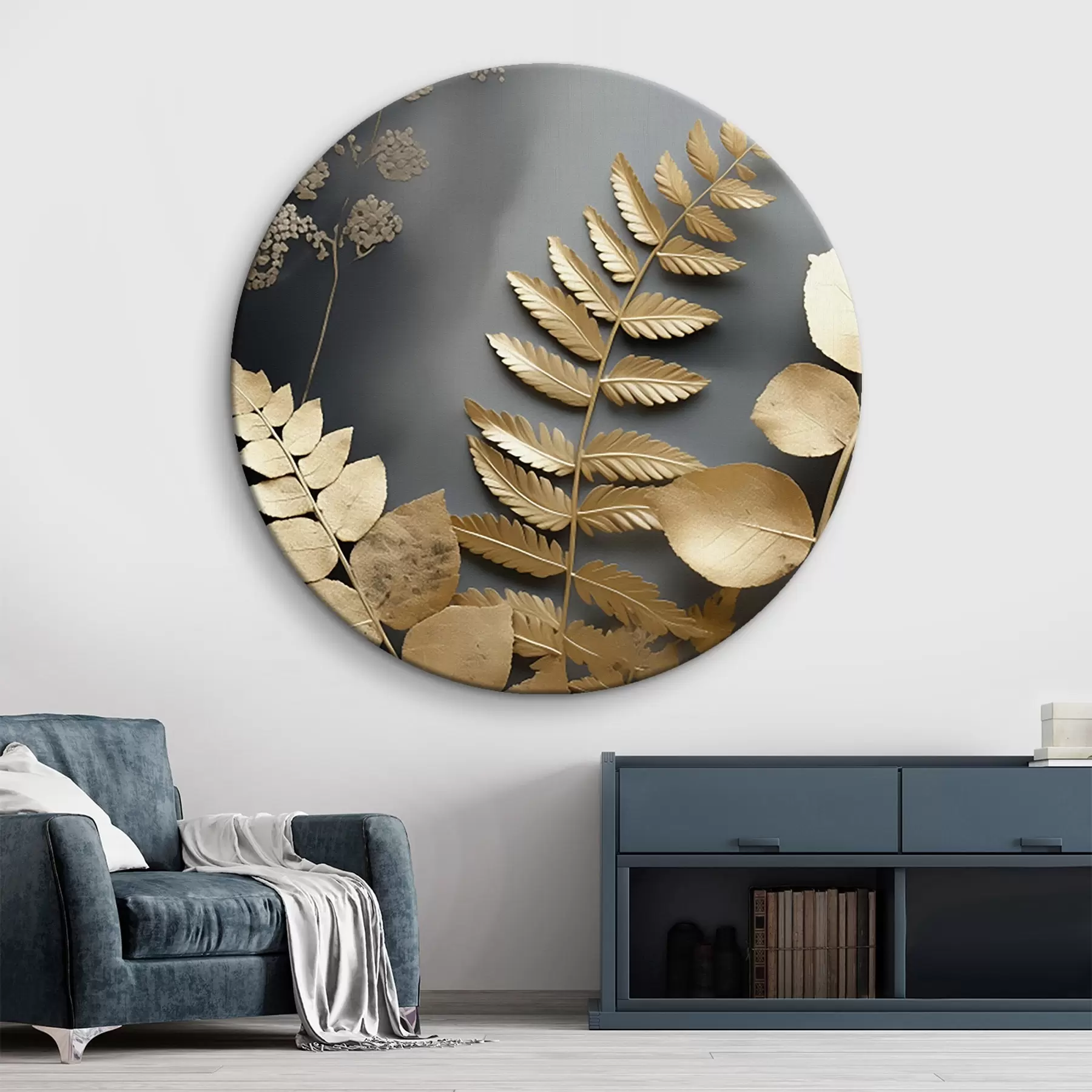 Wandbilder Eukalyptuszweige und tropische Blätter auf einem dunklen Hintergrund r45333